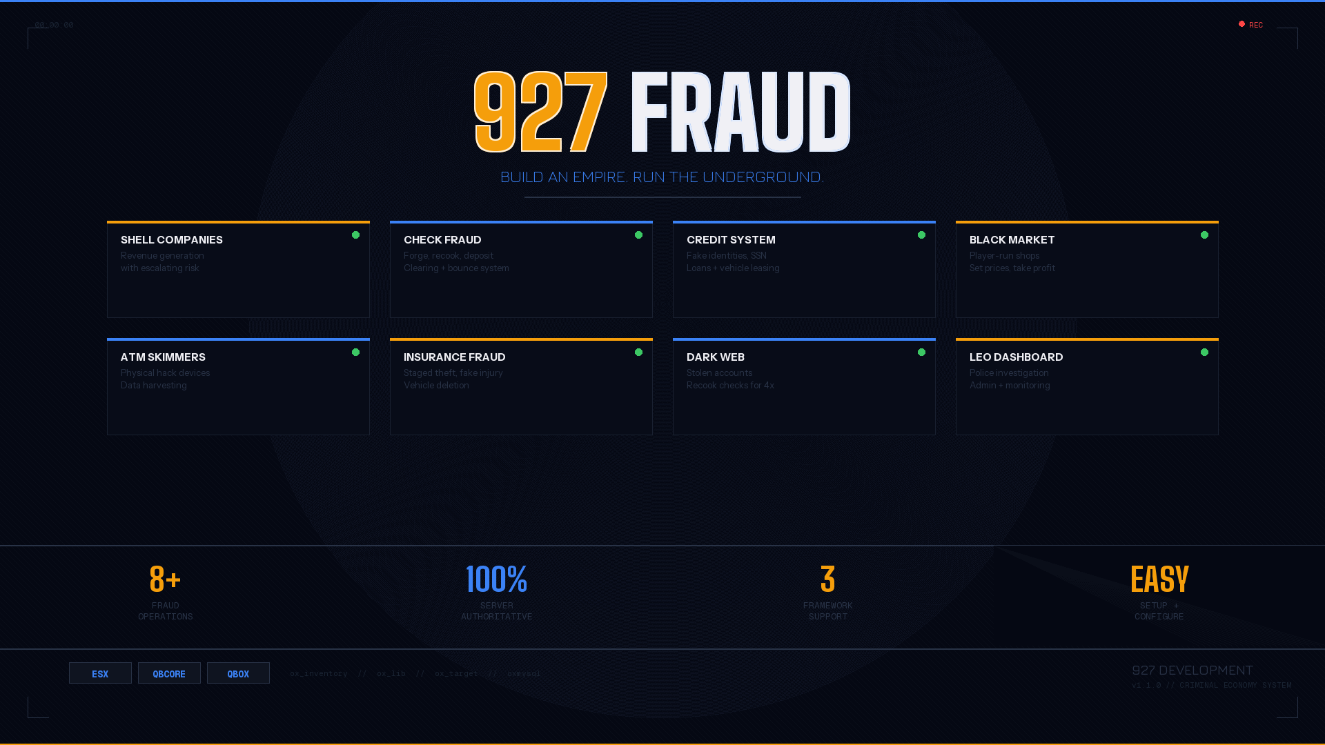 FiveM Criminal Script — 927 Fraud Black Market Economy [ESX/QBCore/QBox]