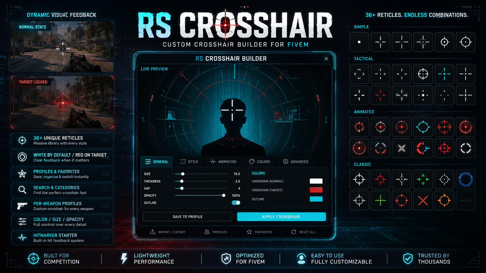 50+ Crosshair Weapon Target Icon | Red Live-Target Detection | Weapon Binding