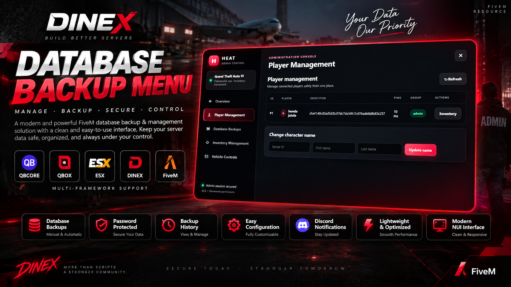 [DINEX] Advanced Database Backup UI | [QBCore] [QBox] [ESX] [DINEX] [FiveM]