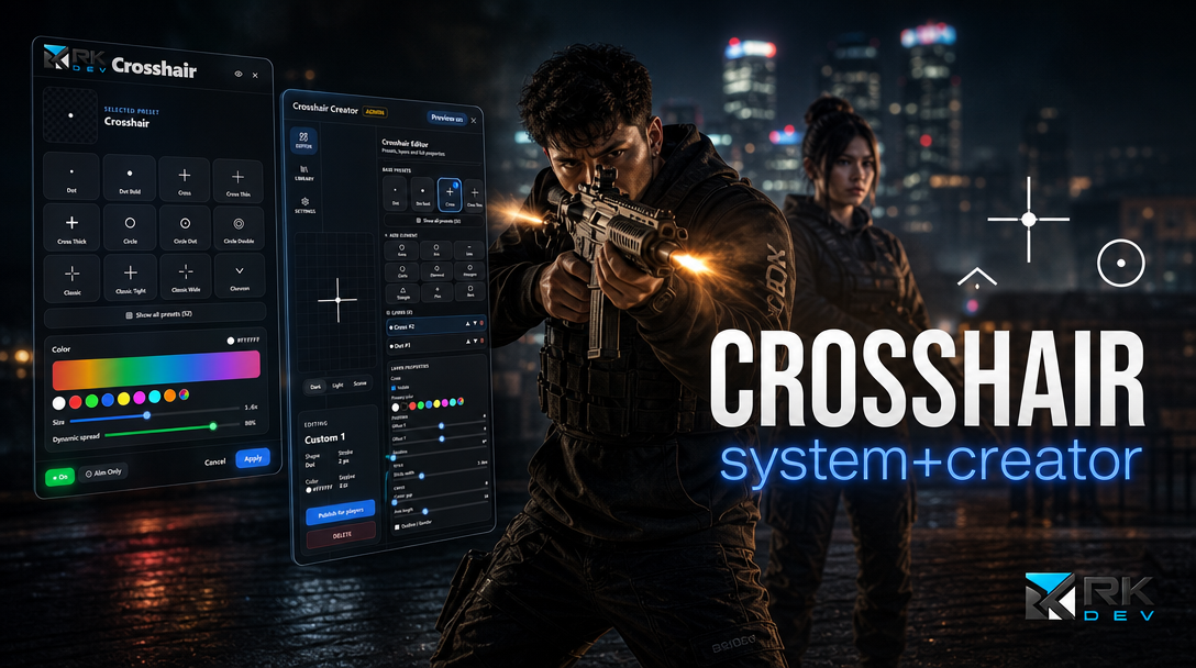 [ESX/QBCORE/QBOX] RK Crosshair | Advanced Crosshair System & Admin Creator for FiveM