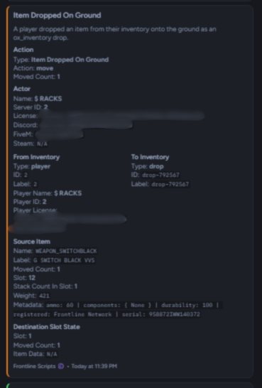 OX Inventory Logs [Standalone]