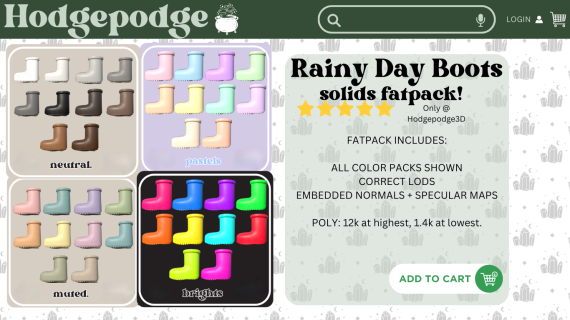 Rainy Day Boots - Solids FATPACK