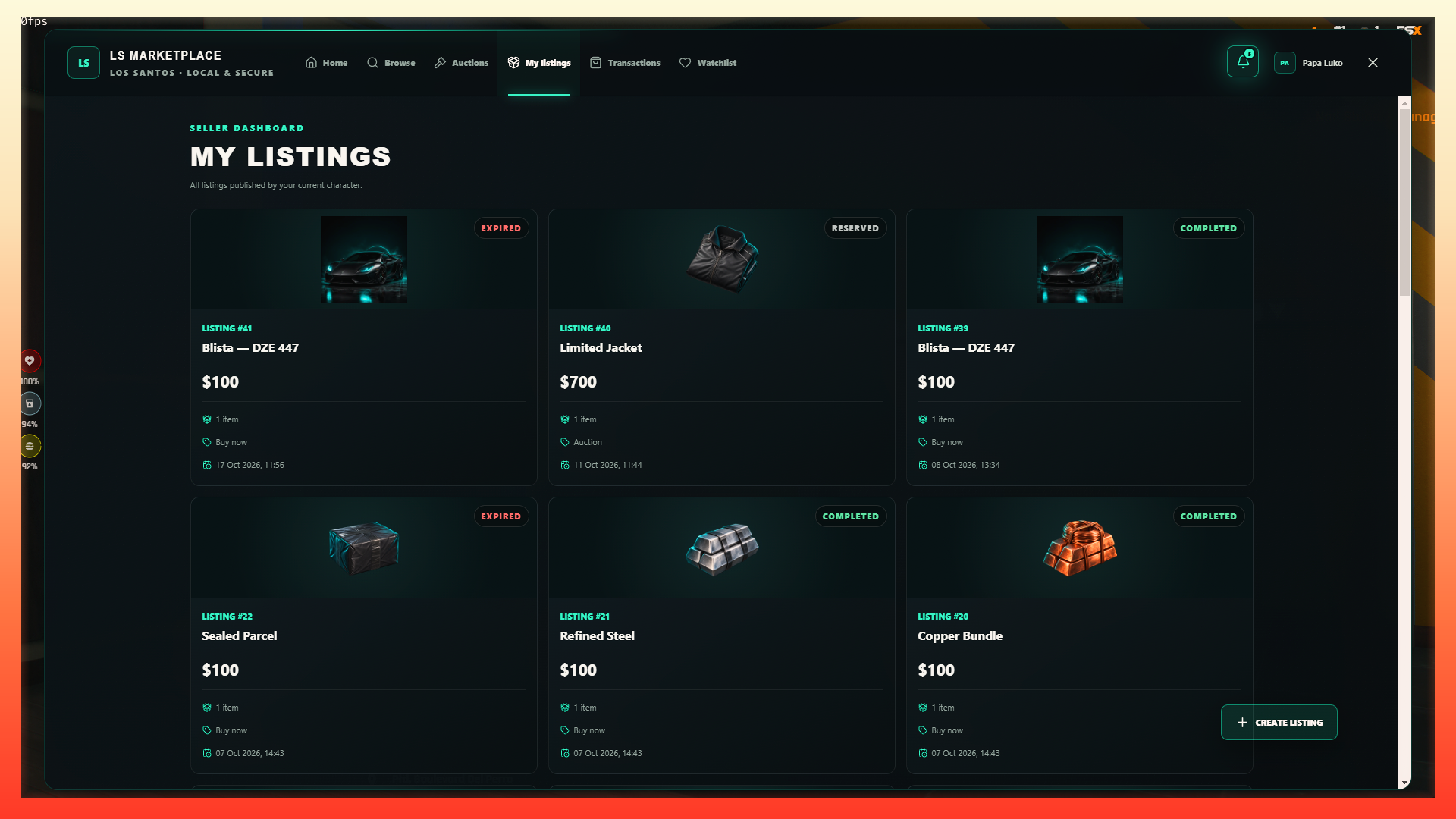 Los Santos Marketplace & Dark Web | Legal & Crime Trading Platform