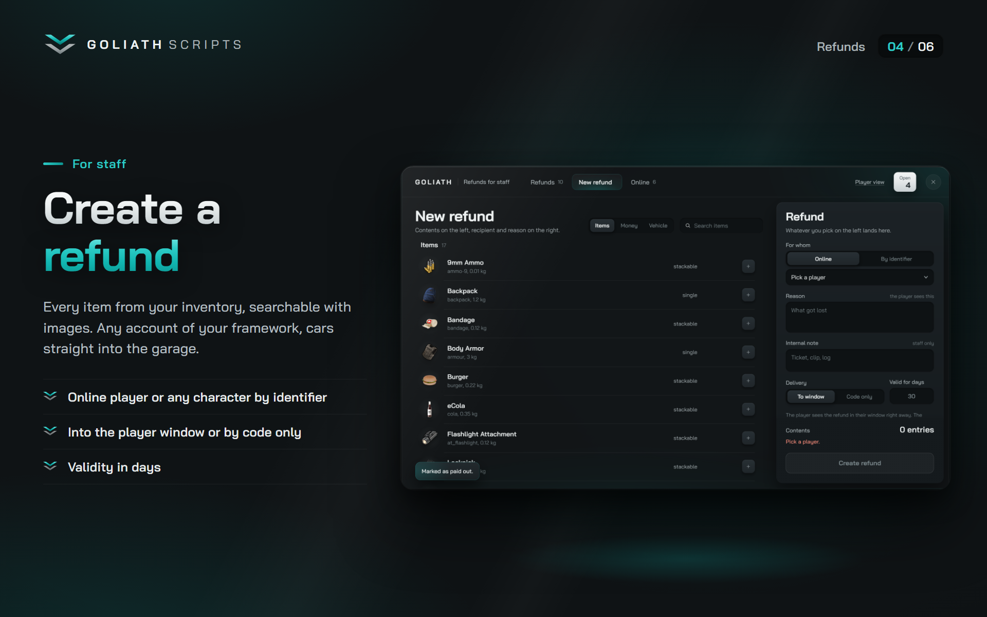 OPEN - Refund System FiveM script, screenshot 4