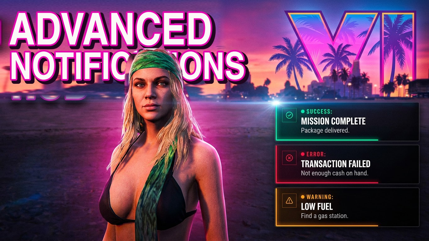 LastResort Notify — GTA VI Inspired Notification System + Full Game HUD [ESX/QBCore/QBox/Standalone]