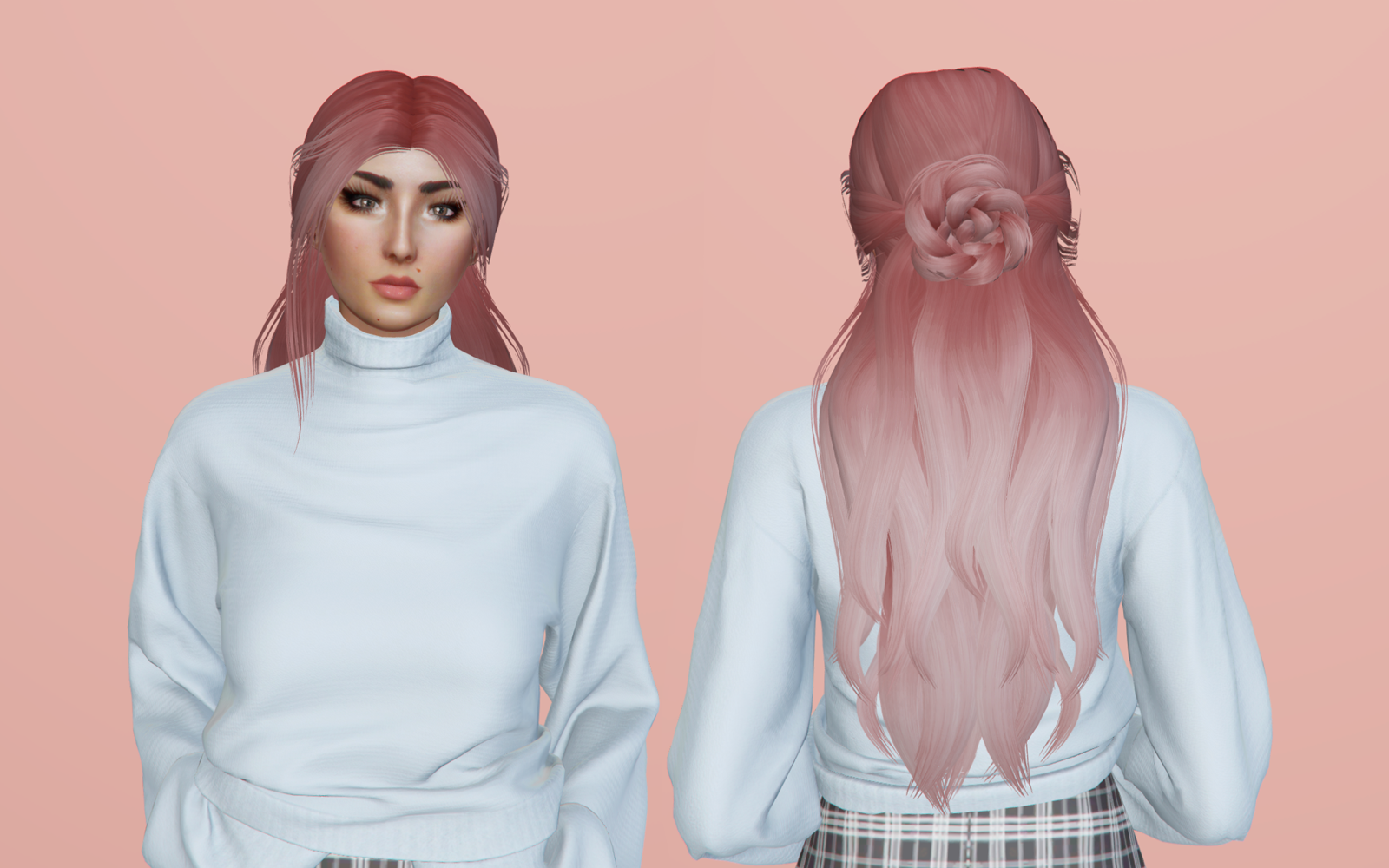 #FREE Long Hairstyle with Rose Bun