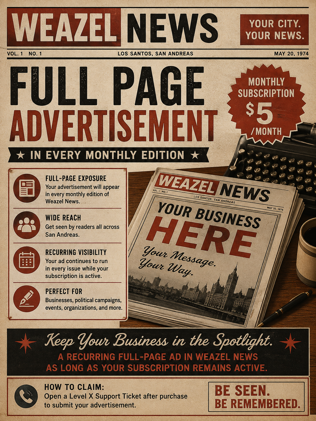 Full Page Advertisement | Wezel News | (Monthly)