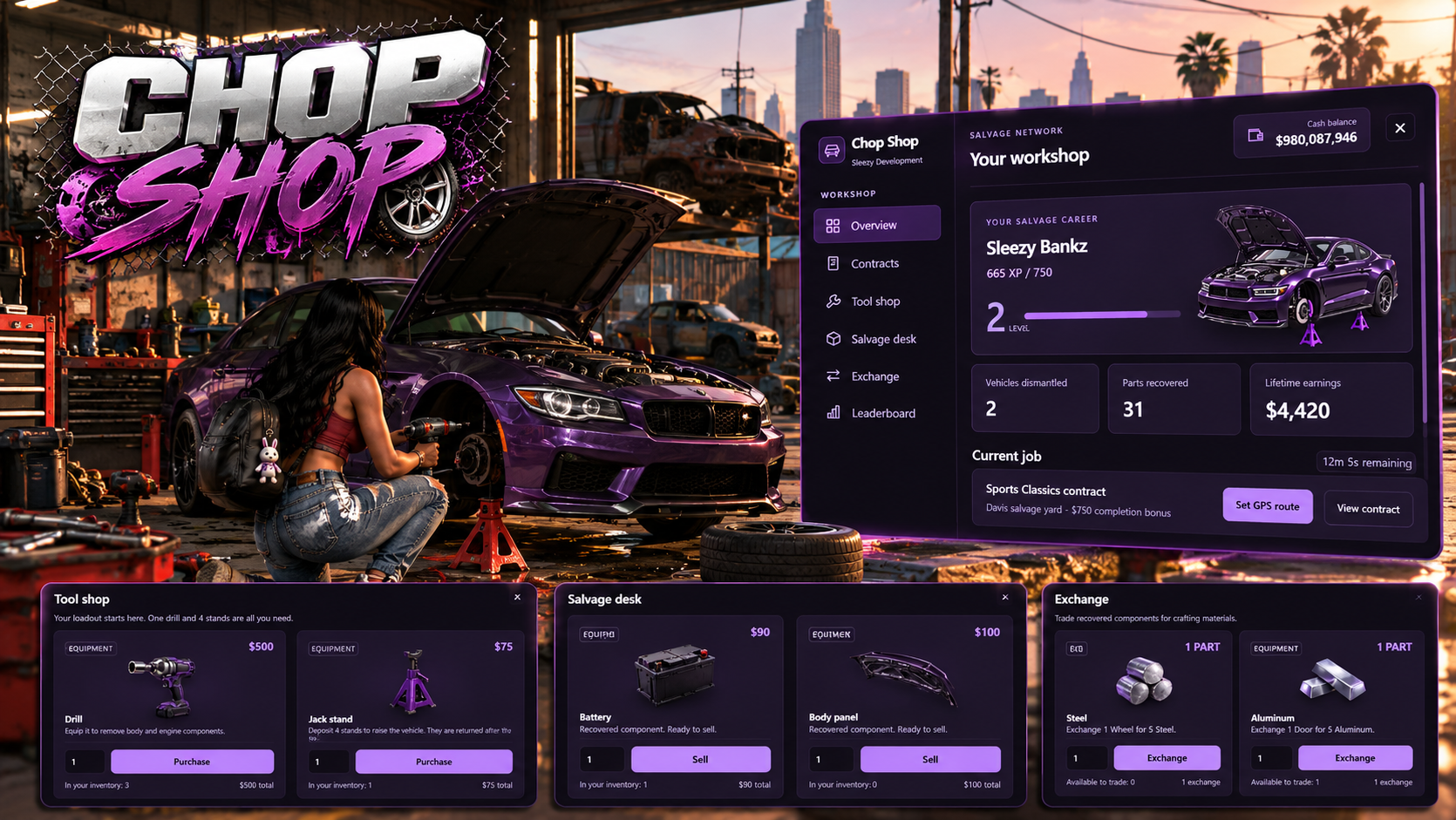 Sleezy Development • Advanced Chop Shop System (ESX, QBCore, QBOX & Standalone)