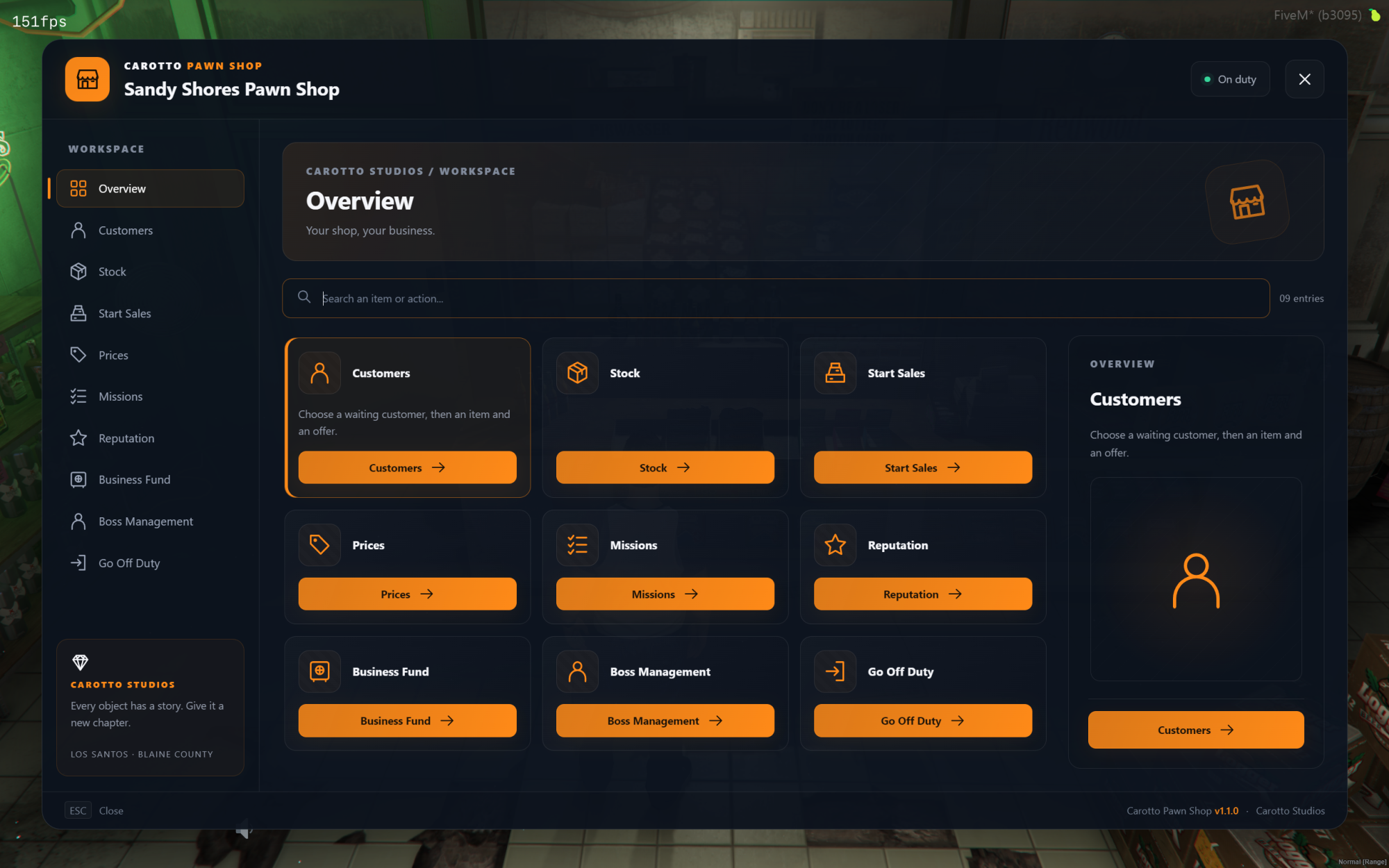 CAROTTO PAWN SHOP — Advanced Pawn Shop Job & Business System