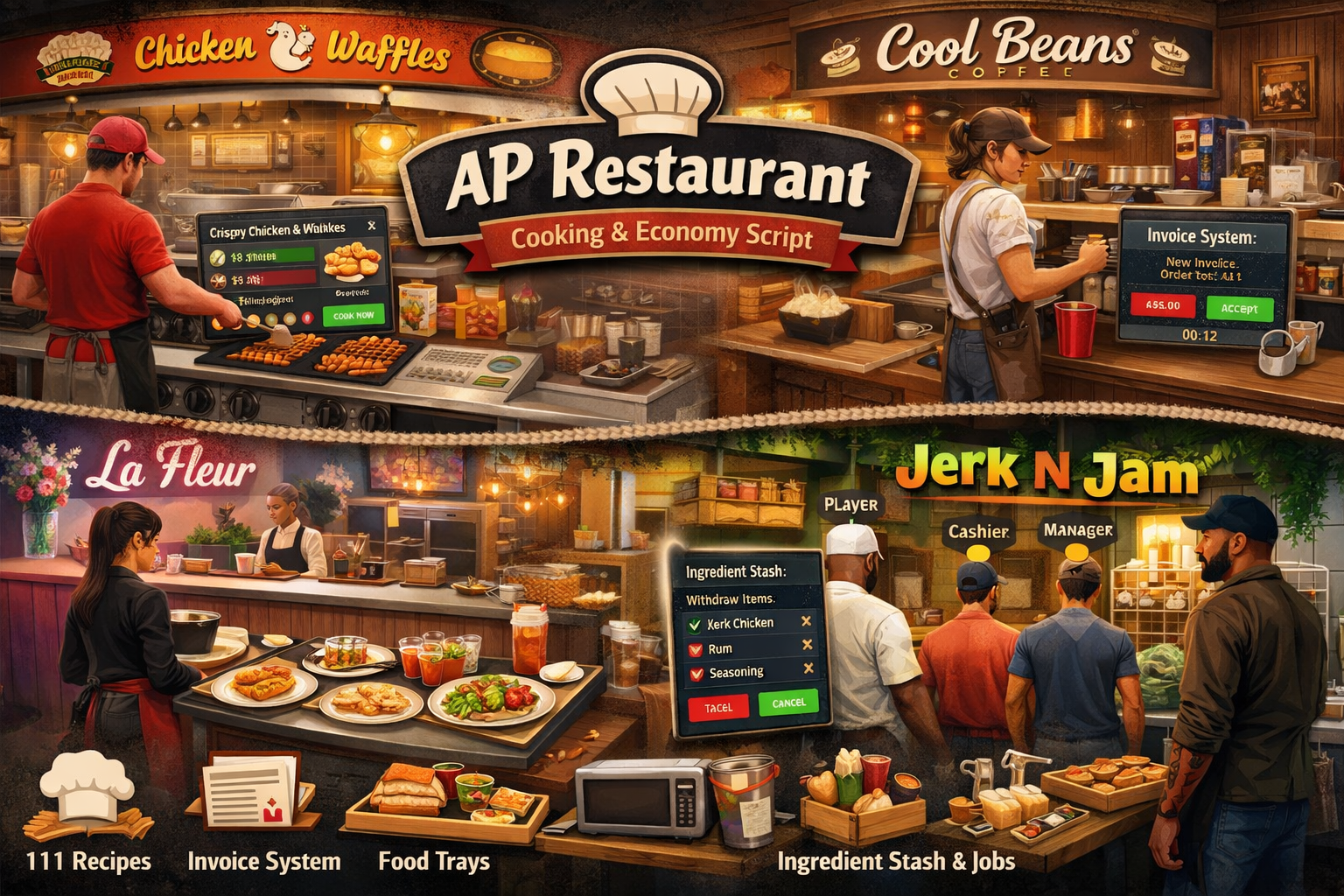 AP Customs | Multi-Restaurant Cooking & Economy System