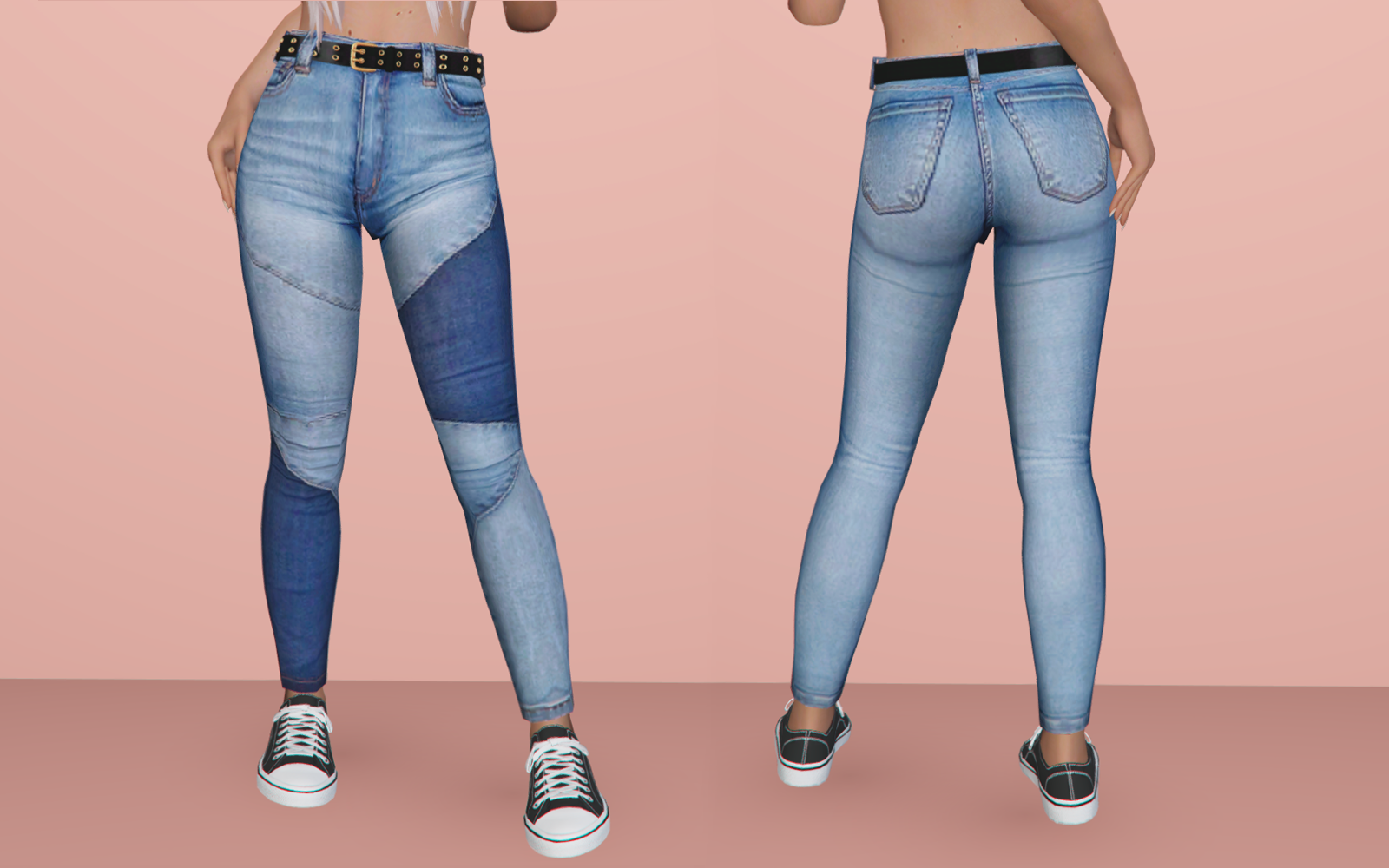 #002 Belted High Waist Jeans