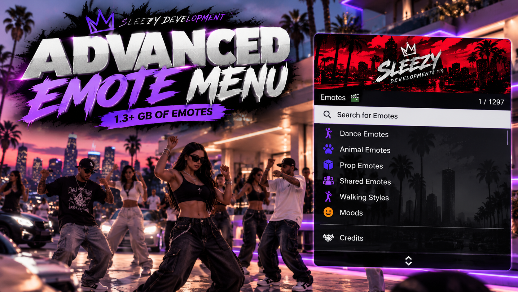 Sleezy Development • Advanced Emote Menu (ESX, QBCore, Qbox, & Standalone)