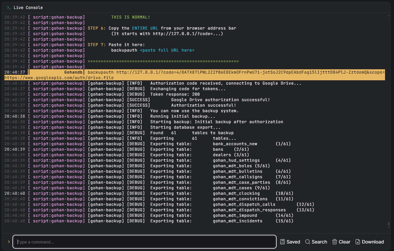 Auto Database Backup to Google Drive - Gohan Scripts