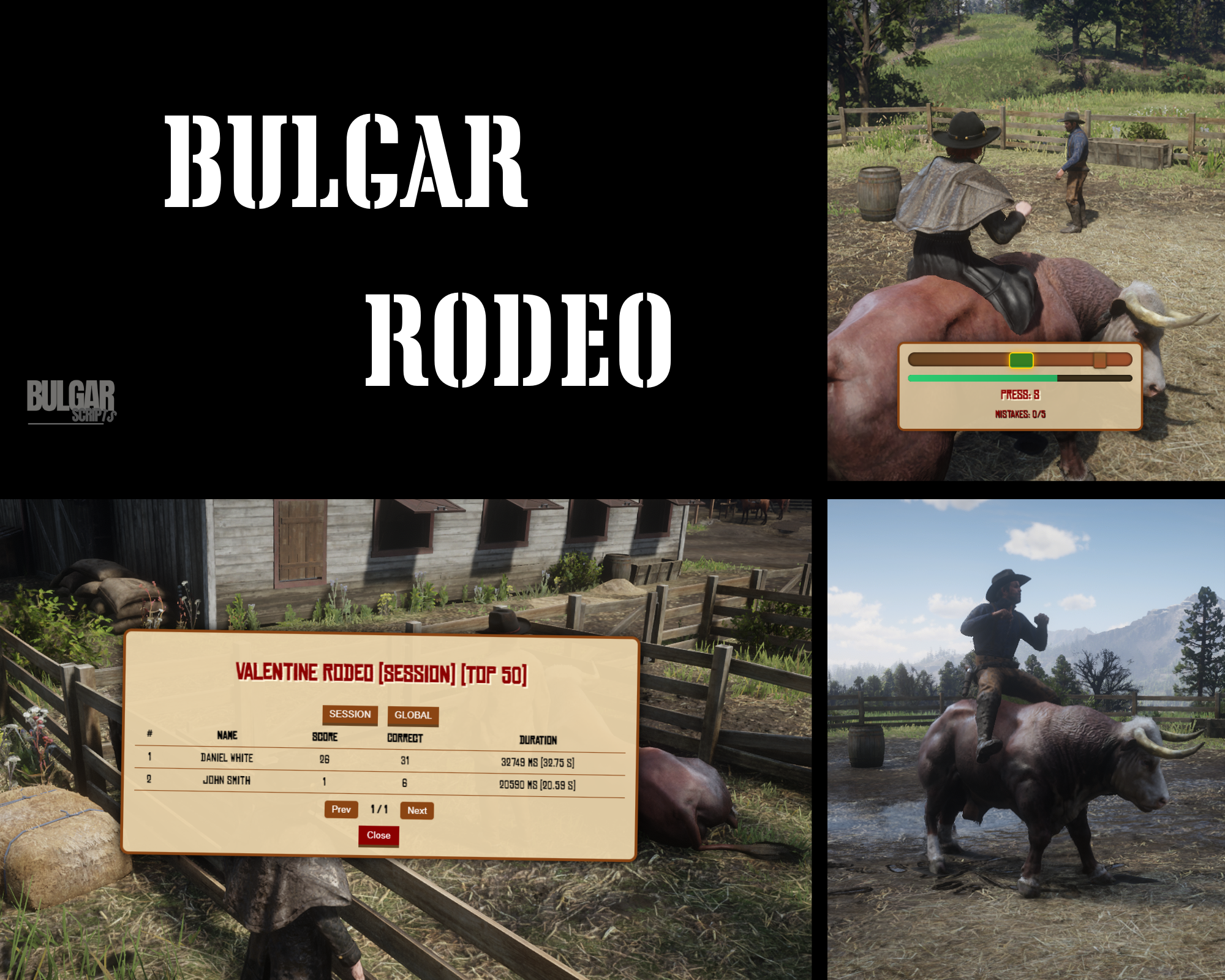 BulgaR Bull Rodeo + Leaderboard [VORP] & [RSGCore] & [REDEMRP]