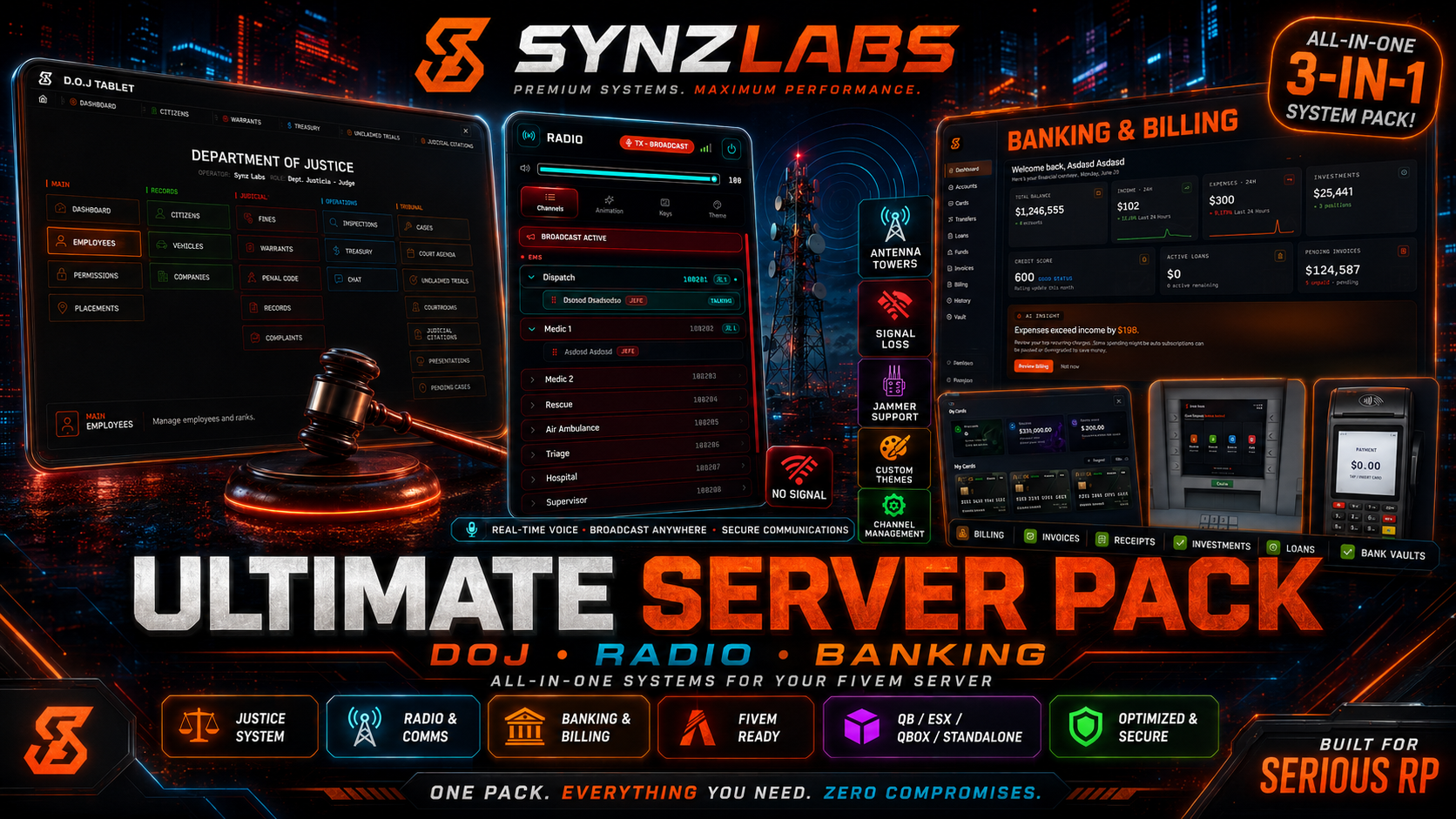 BANKING & BILLING // RADIO & TELECOM SYSTEM // DOJ FULL JUDICIAL SYSTEM