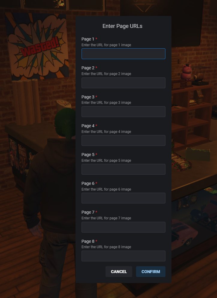 ComicBook / Magazine Script In-game use