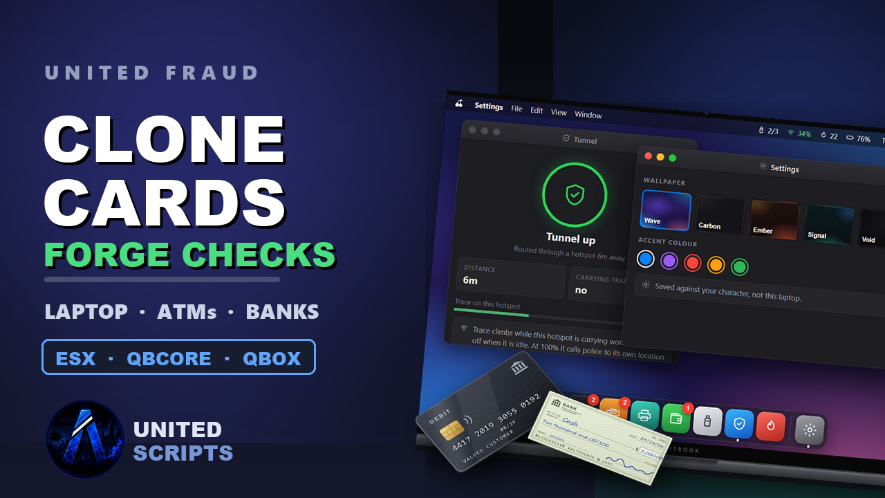 United Fraud (Card Cloning & Check Fraud (ESX, QBCore, QBox)