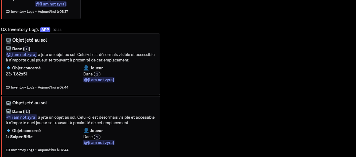 [ZYRA  OX Inventory Logs ]  Logs  {ESCROW}