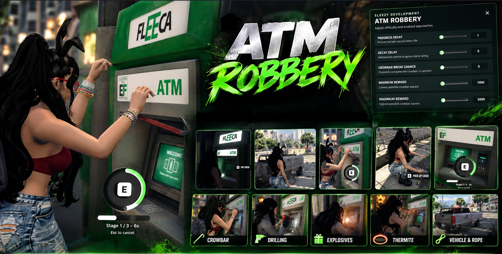 Sleezy Development • Advanced ATM Robbery System (ESX, QBCore, QBOX & Standalone)