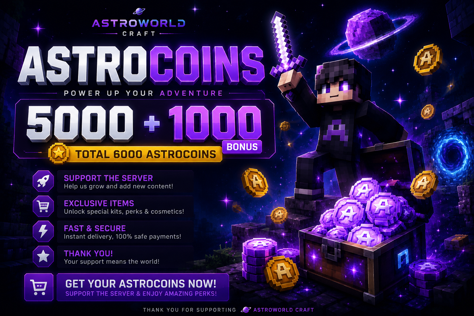 5000 AstroCoins + 1000 Bonus