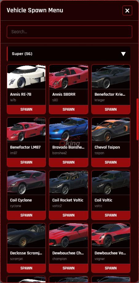 VEHICLE SPAWN MENU