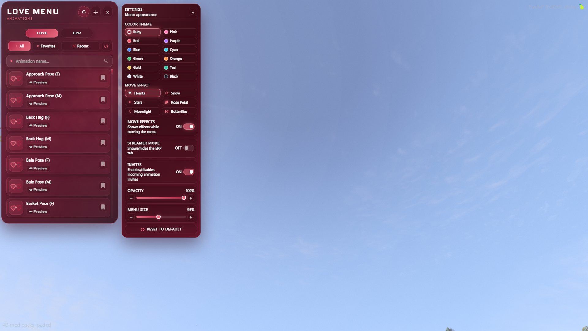 FiveM Love Menu + ERP Menu | +290 Custom Animations