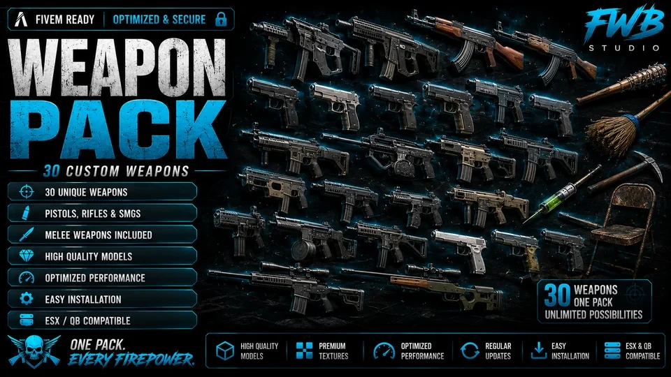 Weapon Pack V1 | 30 Colour Variants | AP Pistol Pack |Fivem  ESX / QBCore & Qbox
