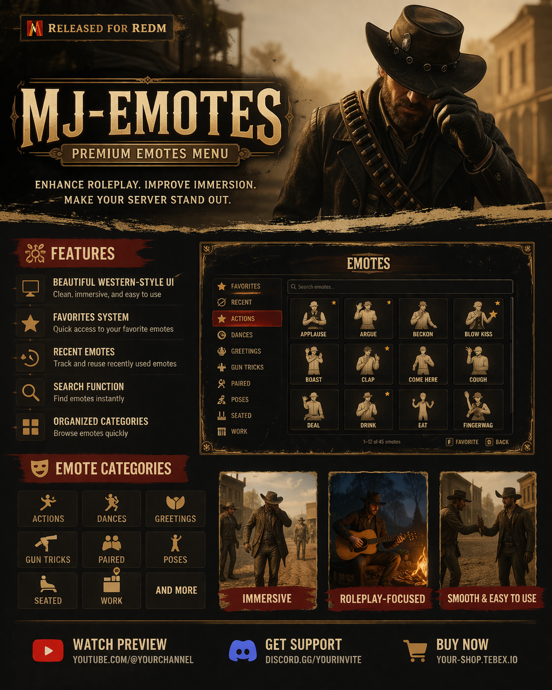 NEW RedM MJ-Emotes | Premium Emotes Menu for RedM