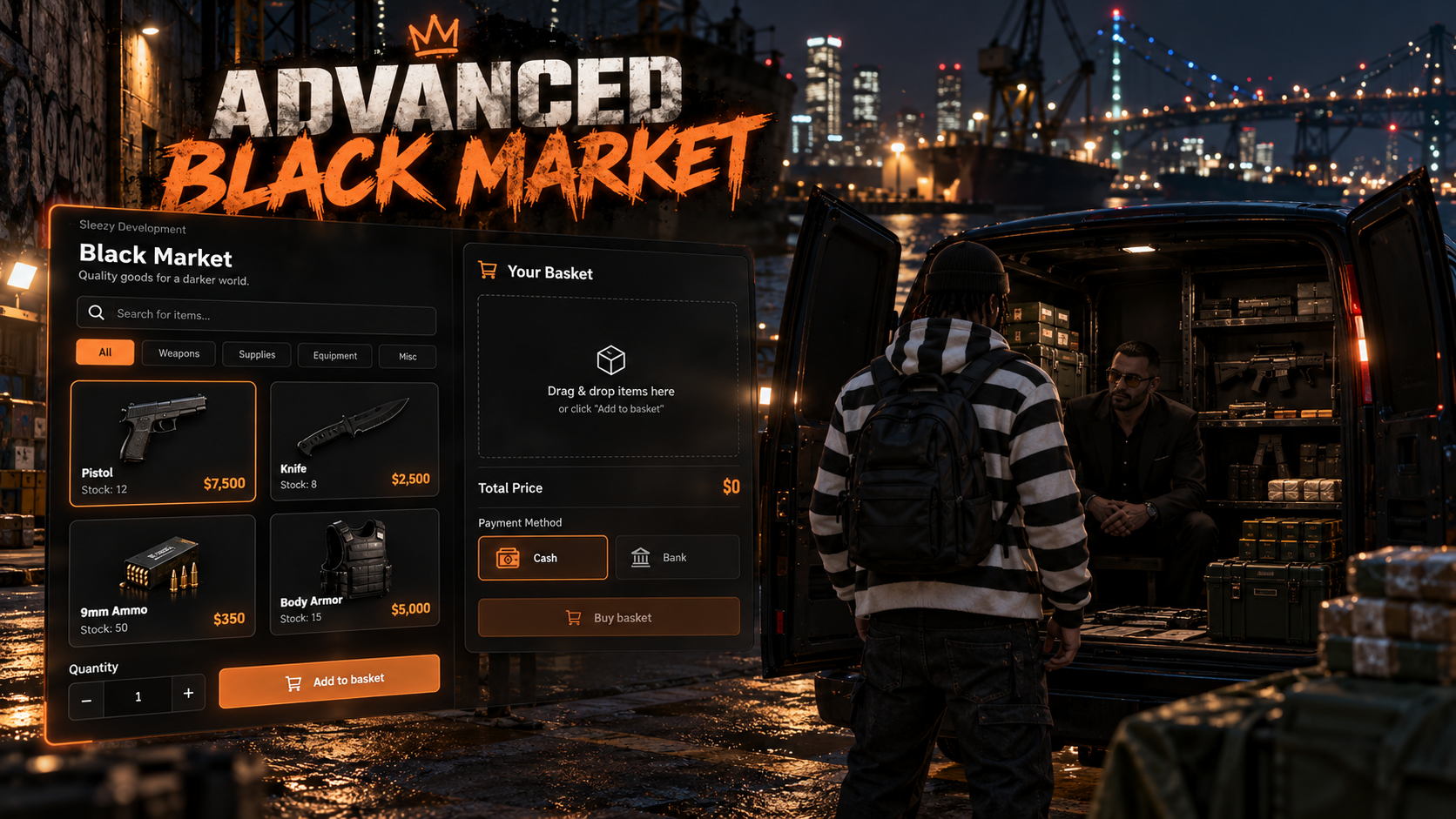 Sleezy Development • Advanced Black Market (ESX, QBCore, Qbox, & Standalone)