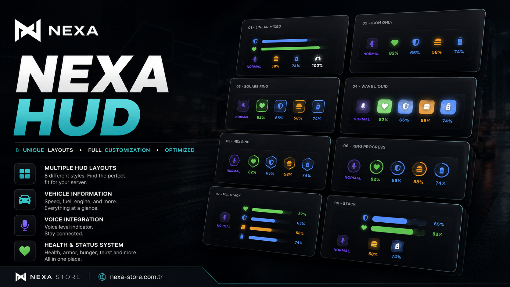 Nexa HUD | 8 Different HUD Styles interface preview