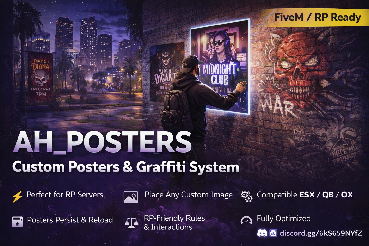 AH POSTERS – Custom Posters & Graffiti System (ESX/QBCore / OX) - V1.0.3 (Escrow)