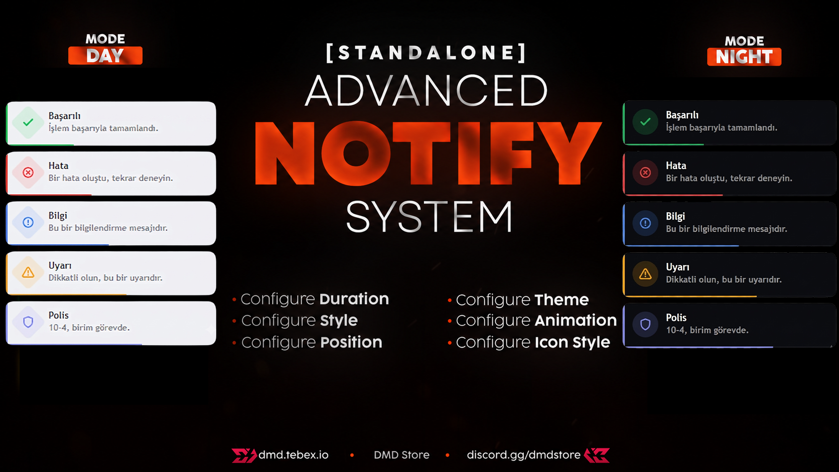 DMD Store Advanced Notify | Configure Theme | Configure Icon Style | Configure Position