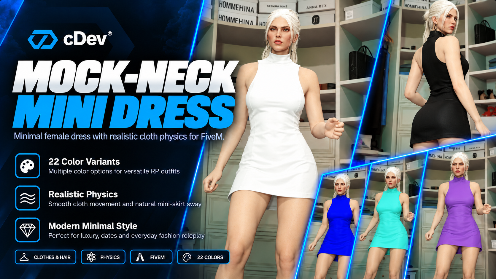 [cDev] Female Mock-Neck Mini Dress | Physics | 22 Colors