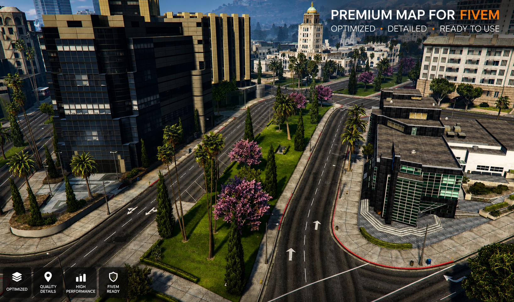 Luxury Vegetation & Road Overhaul for Downtown LS