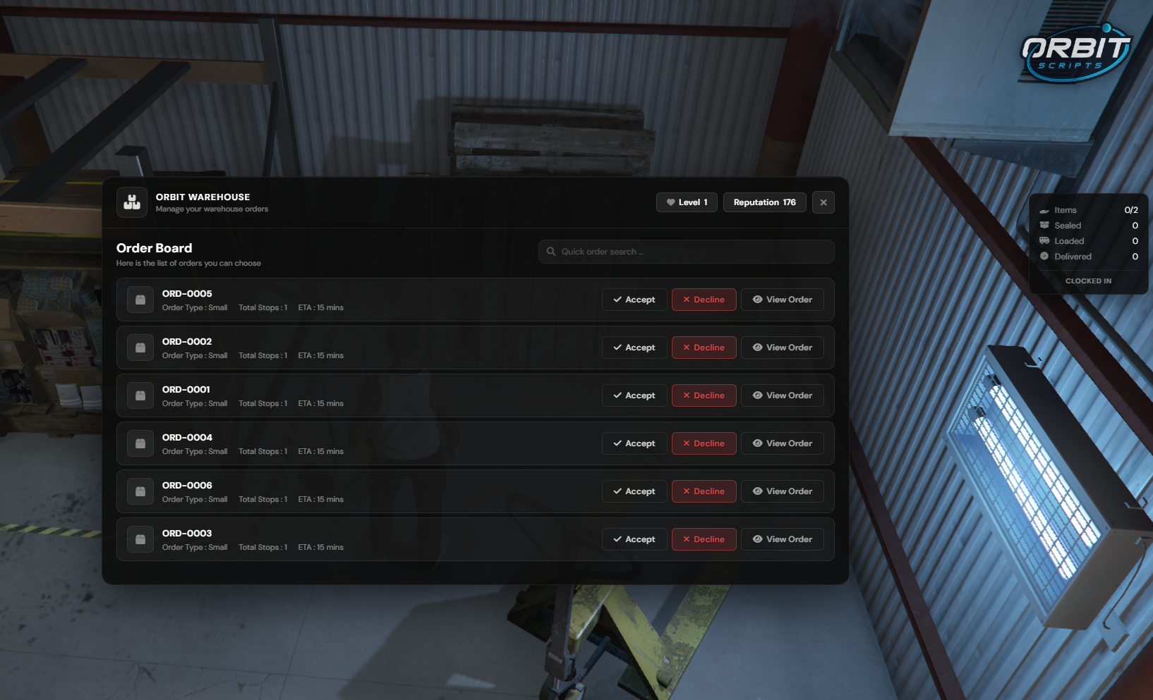 Orbit – Warehouse Job