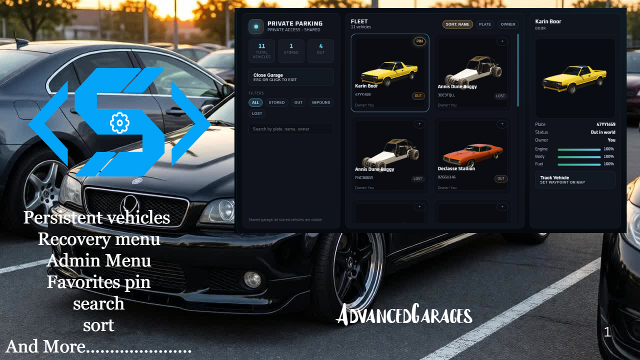 [QBCore|ESX] Advanced Garages [persistent vehicles]