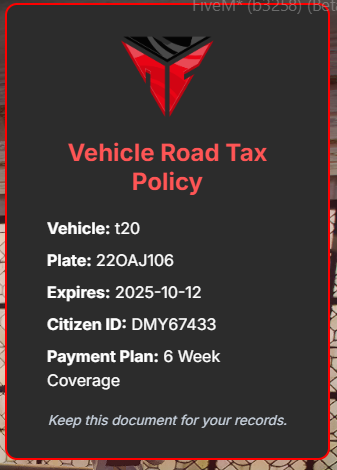 Vehicle Road Tax