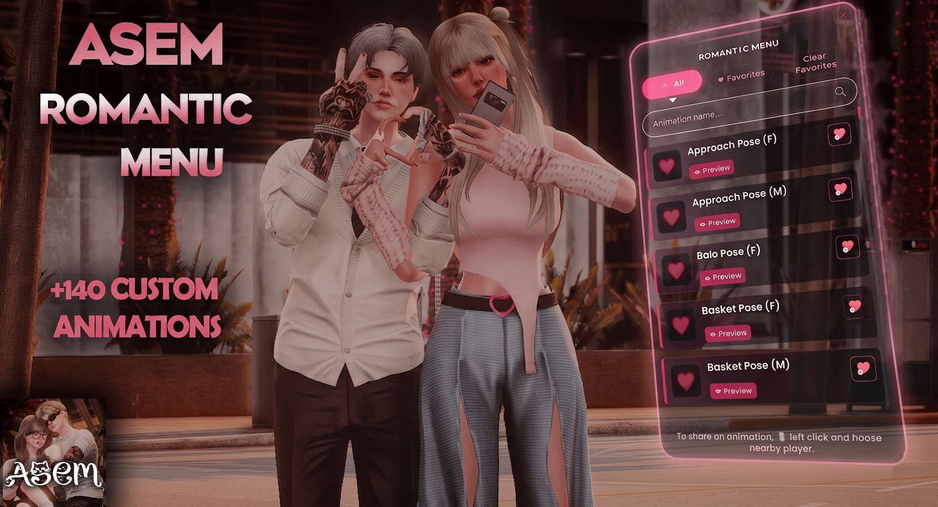 Asem Romantic Menu [+140 Custom Emotes] [STANDALONE]