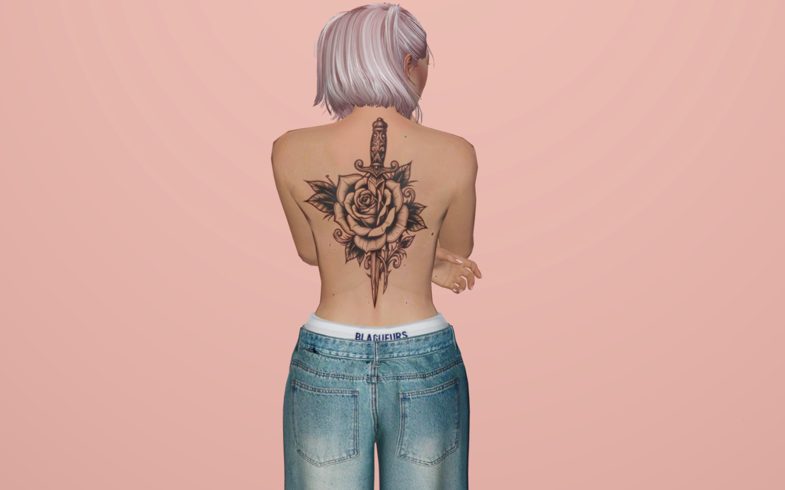 #006 Rose Dagger Tattoo