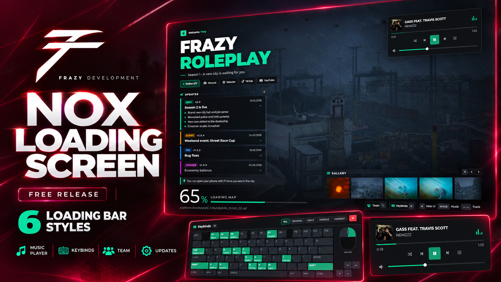 NOX Loading Screen | Music Player, Updates & Keybinds