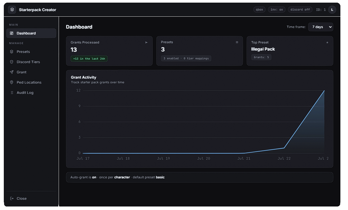 Starterpack Creator — Live In-Game Pack Builder