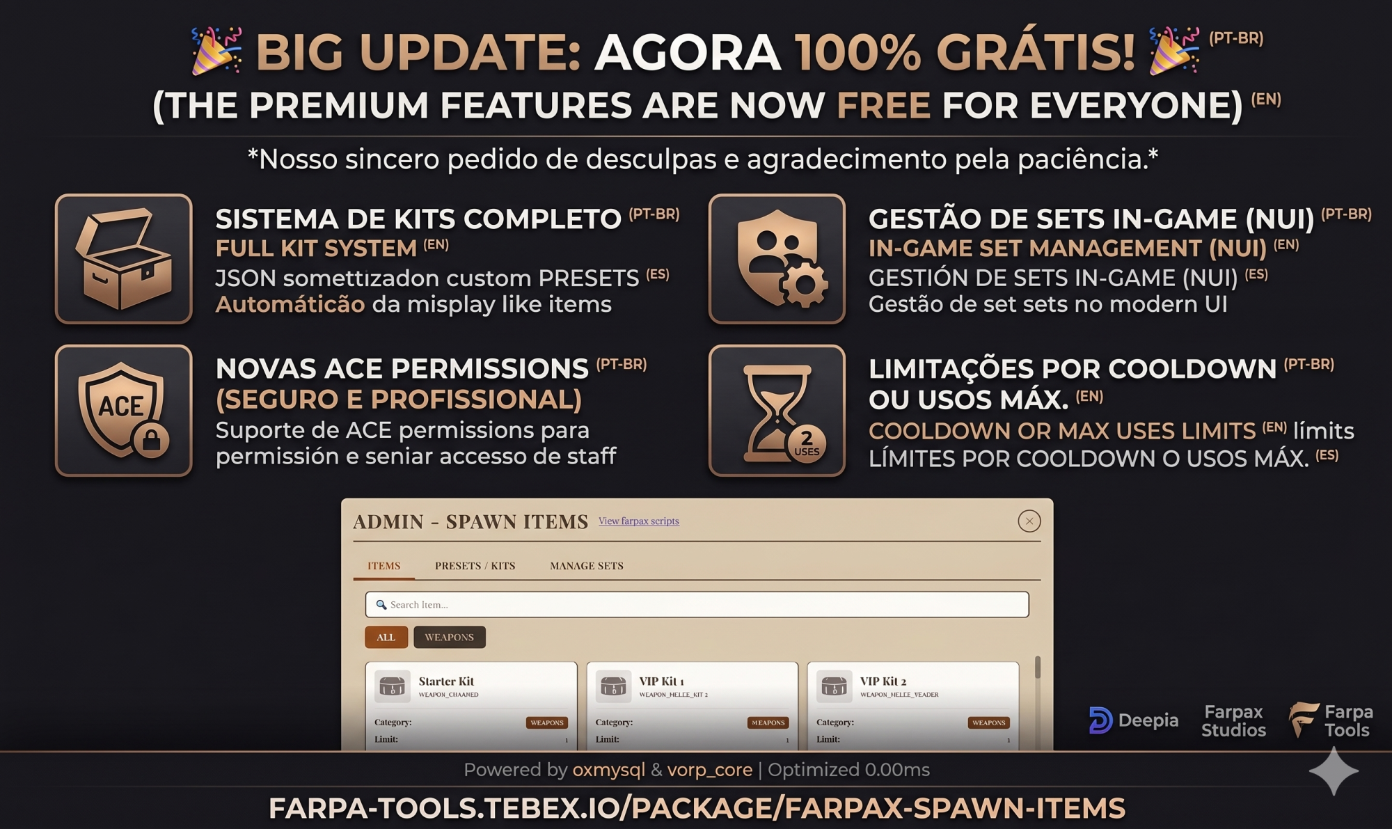 [FREE] Farpax Spawn Items – Professional Admin & Kit System