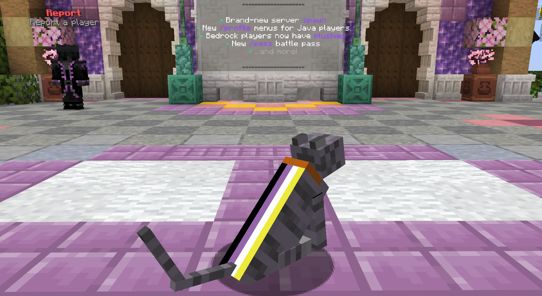 💜 Non-Binary Pride Cape Cat — cosmetic Cat Skins item on the NovaVoid Cat Civilization Minecraft server