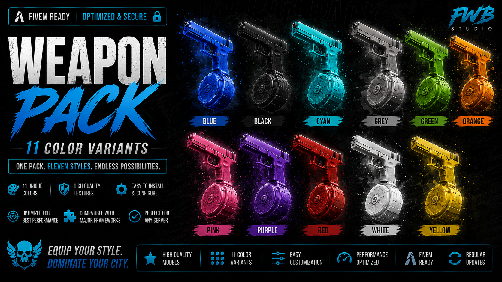 Automatic Pistol Pack | 11 Colour Variants | AP Pistol Pack | Fivem ESX / QBCore / Qbox