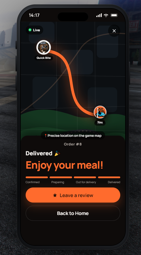 [ESX/QB/STND] Flash Eats — Premium 3-in-1 Delivery System | NPC + Real Players + Business Management 7