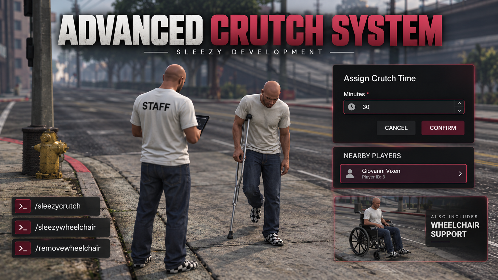 Sleezy Development • Advanced Crutch System (ESX, QBCore, Qbox, & Standalone)