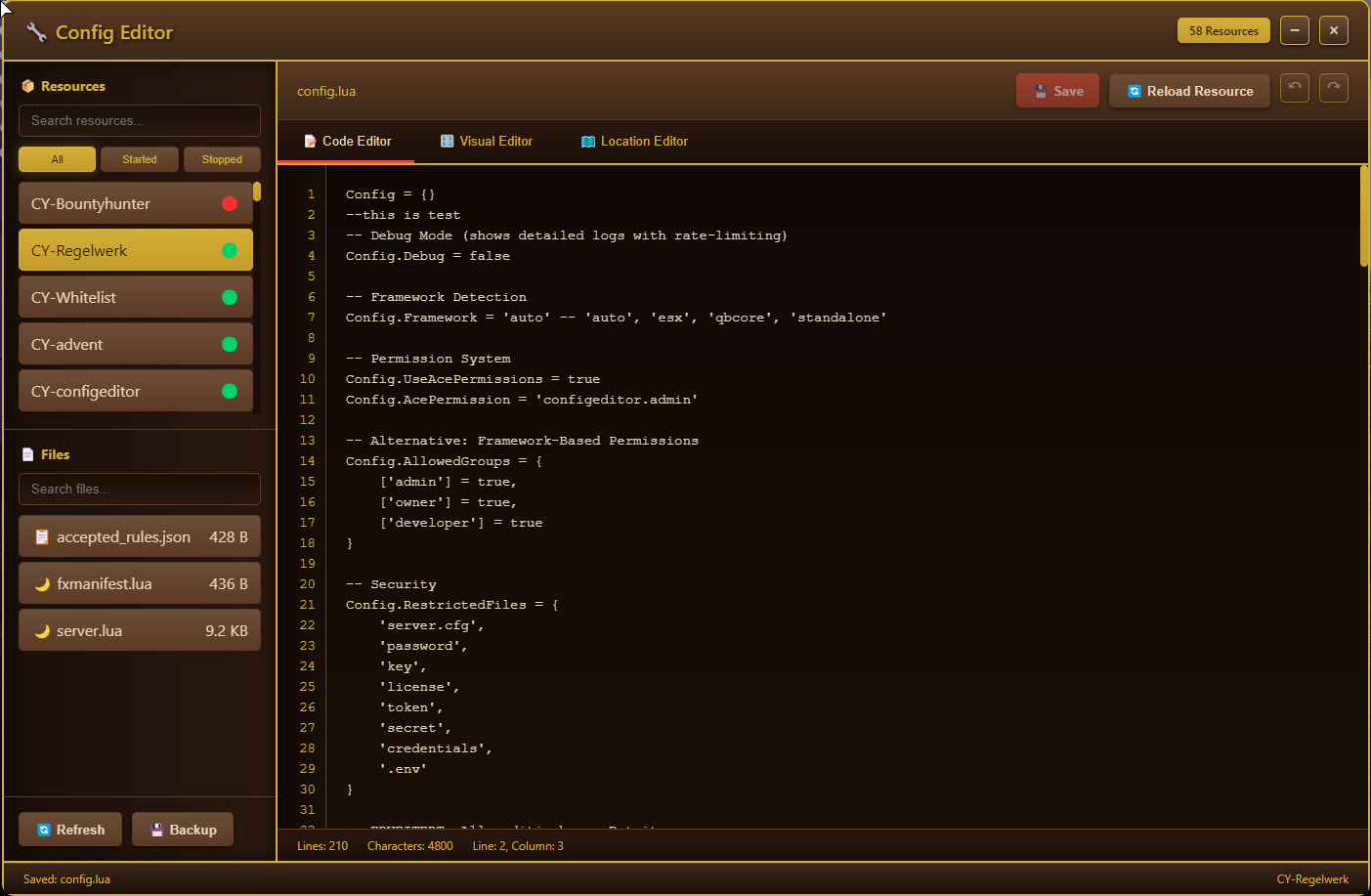 🔧 CY Config Editor - Professional Ingame Config Editor for RedM