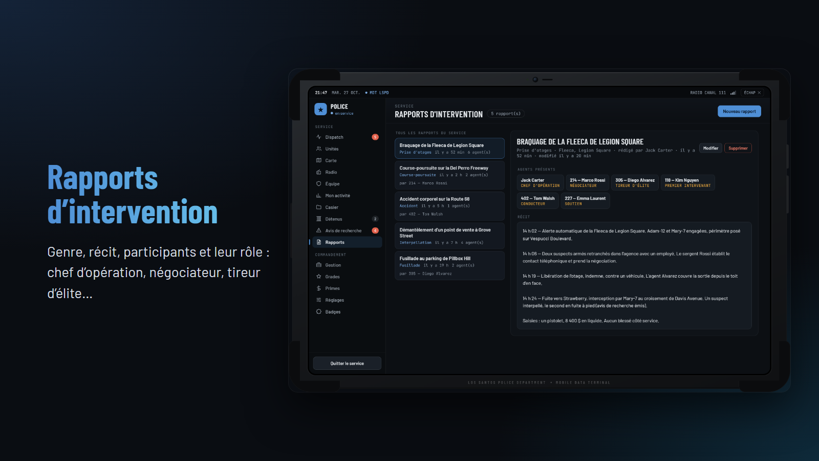Vesper LSPD — Métier police & tablette MDT