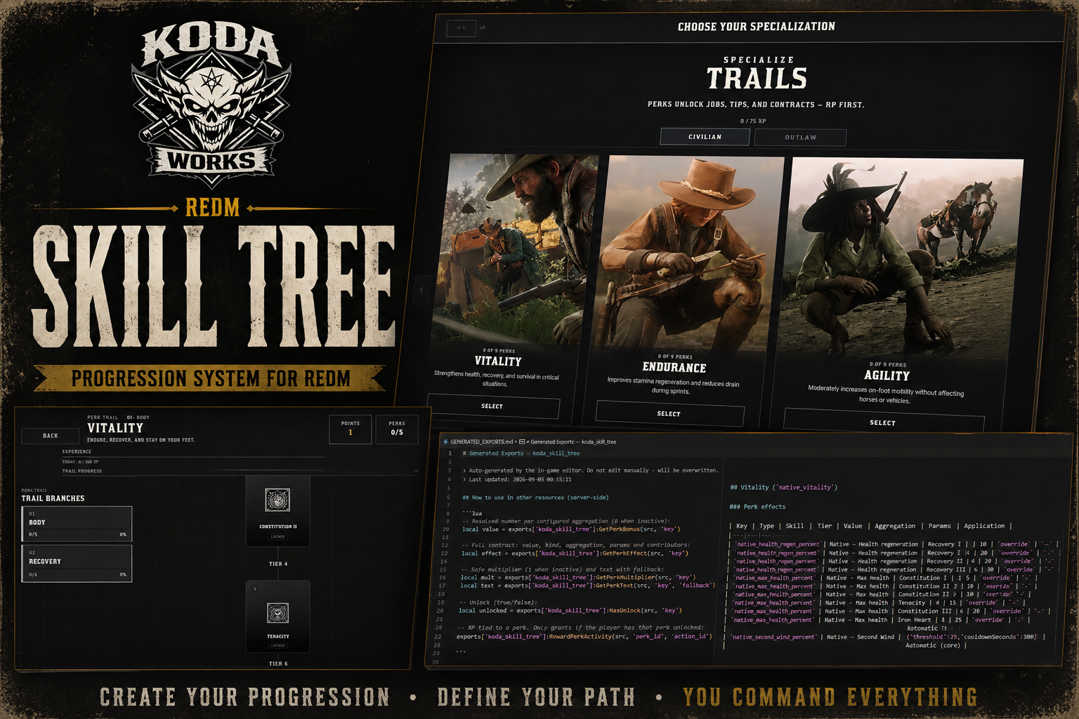 KODA Skill Tree | REDM | RSG-Core | VORP-Core | Escrow
