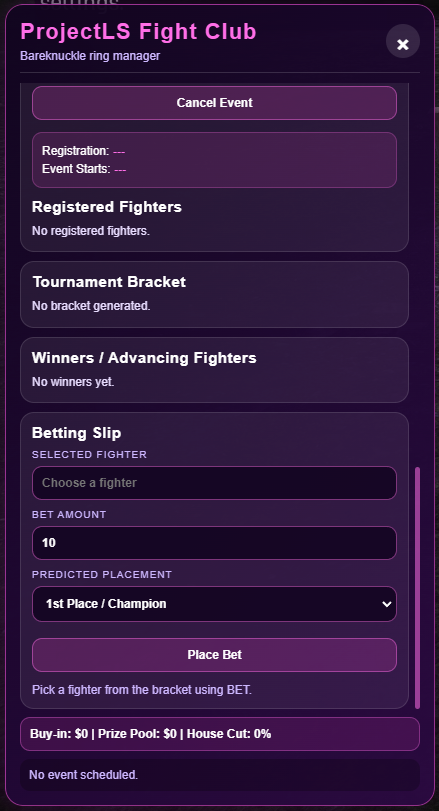 🥊 ProjectLS Fight Club - Advanced Tournament System for RedM